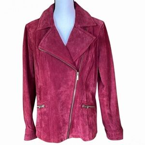 DENNIS BASSO Jacket Coat Suede Leather Motorcycle (Moto) Jacket Coat